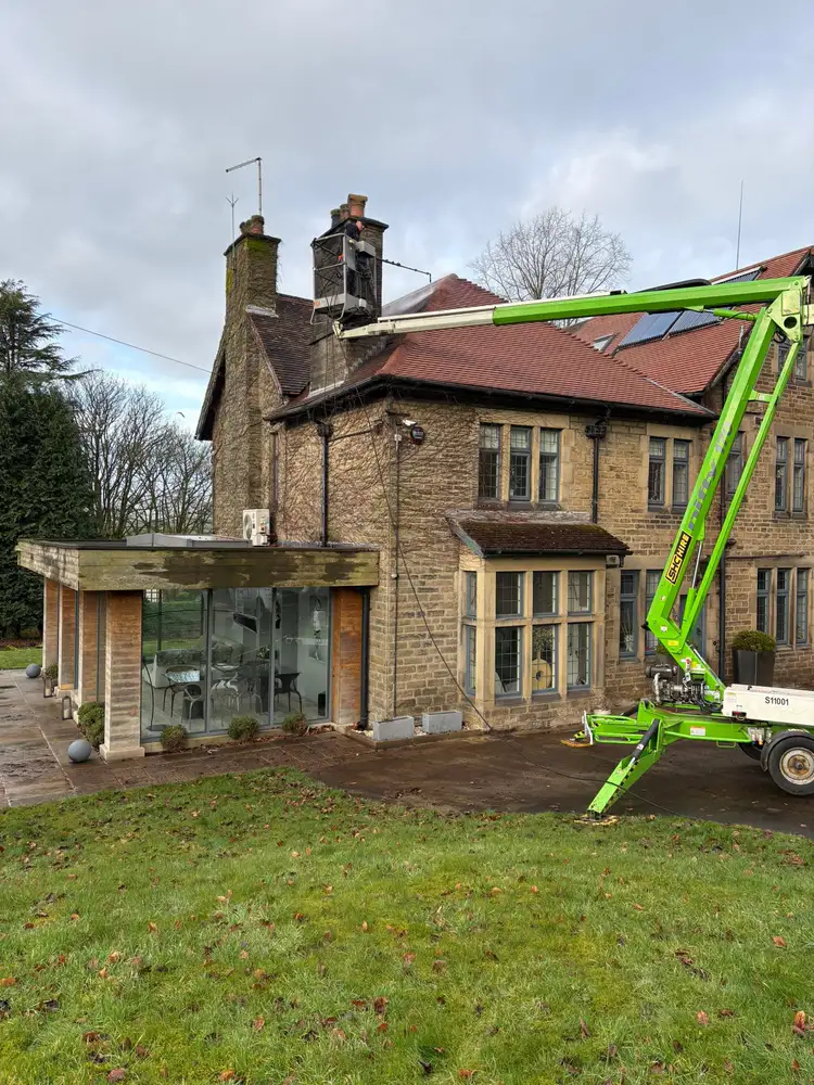High access exterior cleaning and gutter work