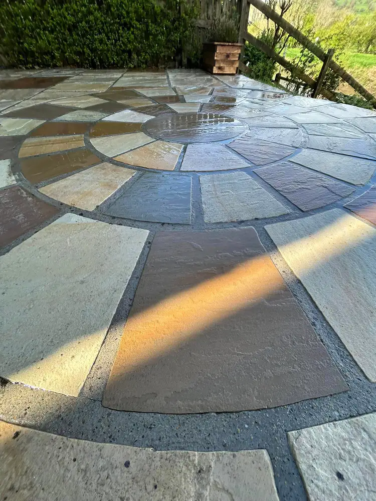 Patio cleaning and sandstone paving wash